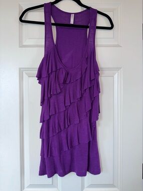 Xhiliration Purple Ruffle Tiered Tank Top Sz L
